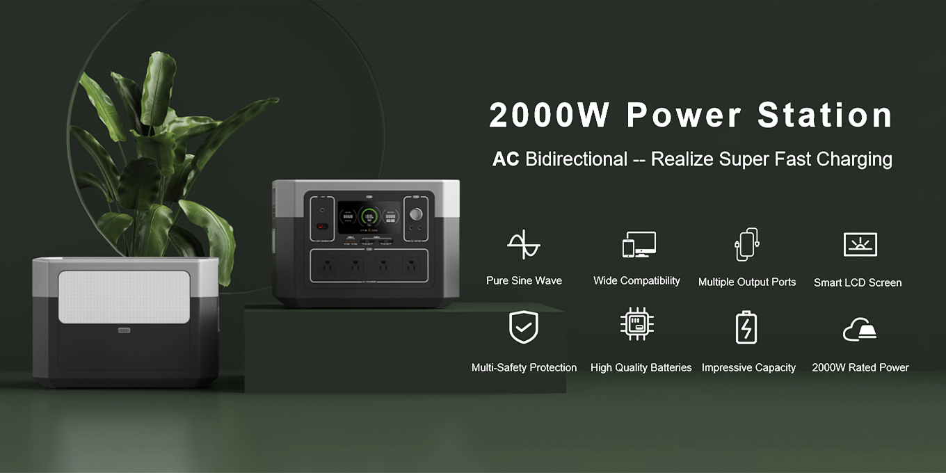 2000 ዋ High Capacity Solar Generator For Multi Way Charging